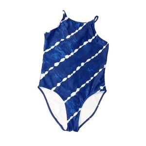 Zella Blue and White Crossover One-Piece Swimsuit Size 12
